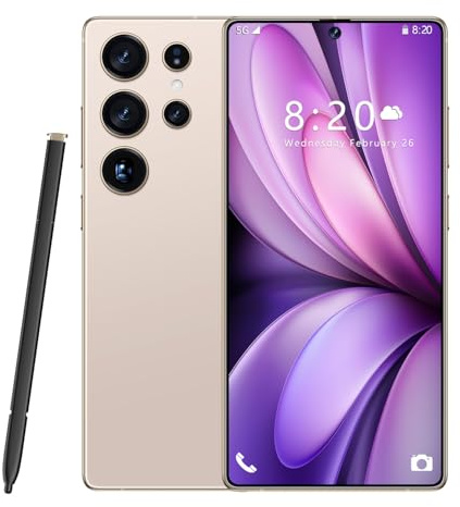 Upgrade S25 Ultra 5G Mobile Phones, Android 14.0 Smartphone, 7.3-inch Camera Cell Phone Original Telefone, 16GB 1TB, 8000mAh, 72MP 108MP, 3 Cards Slots,Dual Sim Free Unlocked,Desert Gold-7.3 Inch