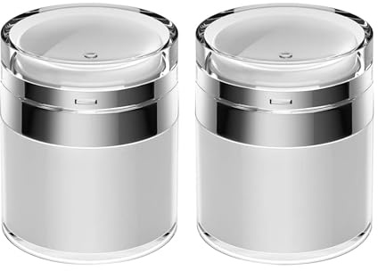 Lot de 2 distributeurs à pompe Airless - 100 ml - Bouteille sous vide pour crème - Verre à pompe vide rechargeable - Bouteille de crème de voyage portable - Distributeur de crème cosmétique