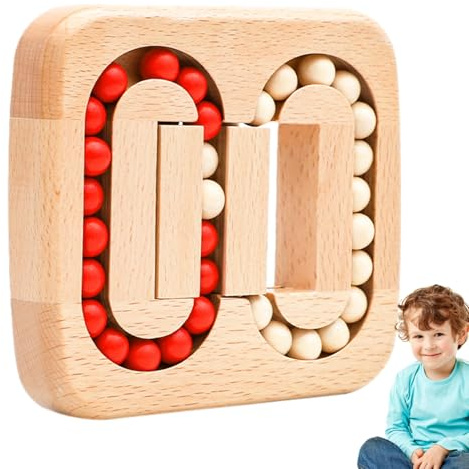 Holz Fingerwürfel - 11.5cm Magic Bean Cube Spinner, Fidget Spielzeug | Rotierende Denkaufgabe , Pädagogisches Sinnesspielzeug zum Stressabbau, Konzentration verbessern, Geschenk für Kinder
