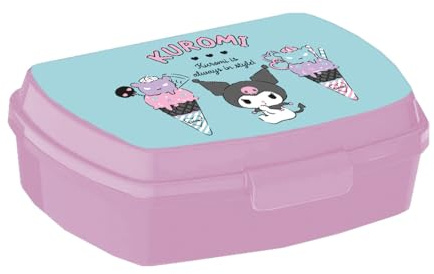 Maricart Lunch Box Kuromi per Bambina e Ragazza 17x12x6,5 cm – Portamerenda Scuola Elementare BPA Free con Chiusura a Scatto – Contenitore Snack Resistente