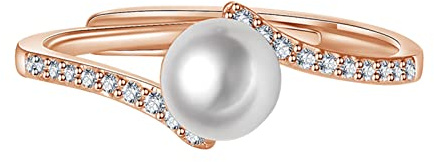 Edelstahlringe für Frauen Perlenring mit Diamanten Einfacher Modeschmuck Beliebte Accessoires Mädchenschmuck Ringe