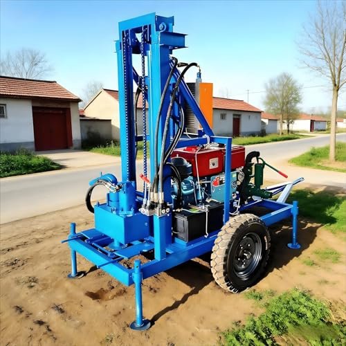 Machine de forage hydraulique mobile pour puits d'eau compacte portable robuste pour un fonctionnement dans un espace étroit à la maison, cour, petite ferme, irrigation résidentielle et privée