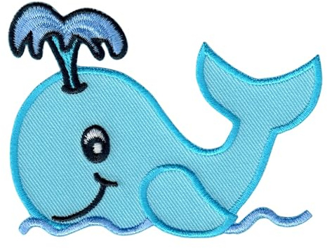 PatchMommy Wal Aufnäher zum Aufbügeln für Kinder, 6,35 x 9 cm | Gesticktes Bügelbild, Patch & Applikation für Baby- und Kinderkleidung & Rucksäcke – zum Aufbügeln oder Aufnähen