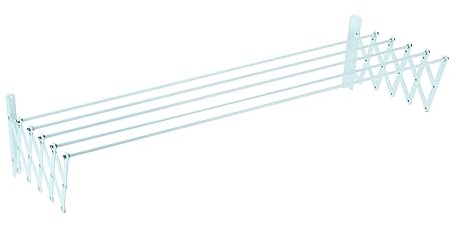 Sauvic 89808 - Tendedero E x tensible plastificado 150 cm, Color Blanco, 150 x 78 x 26,5 cm