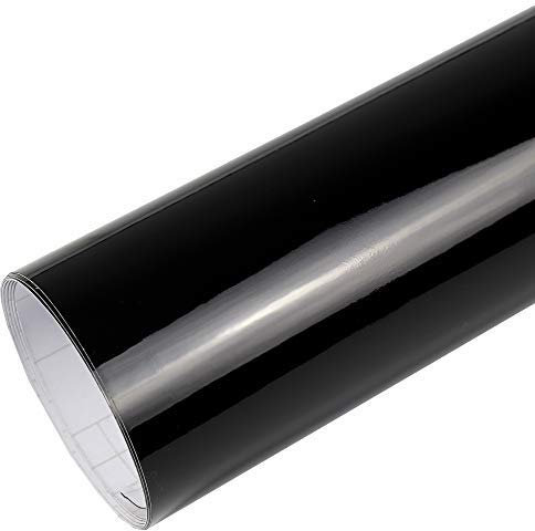 Rapid Teck® 7€/m Premium Glanz Schwarz - 2m x 1,52m - Blasenfrei mit Luftkanälen - Auto Folierung - Car Wrapping Folie - Schwarze Folie Auto