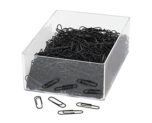 Wedo 901244601 Büroklammer (aus Metall 27 mm, kunststoffummantelt, in Klarsichtdose) 1000 Stück, schwarz
