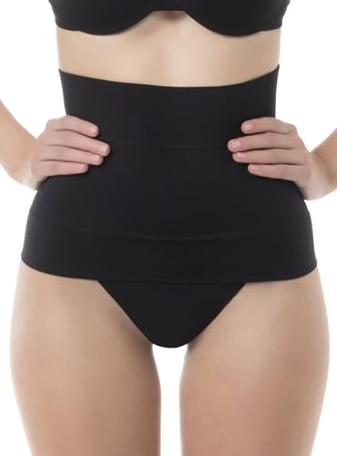 FarmaCell 605 (Schwarz, L) Shapewear Bauchweggürtel Damen, Figurformende Unterwäsche, Made in Italy