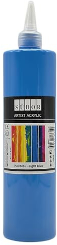 SÜDOR Acrylfarbe 500 ml – Geeignet für Acryl-Pouring. Hochpigmentierte, deckende Künstler-Malfarbe zum Bemalen auf Holz, Leinwand, Stein, Papier, Stoff & Metall. Vegan (Hellblau)