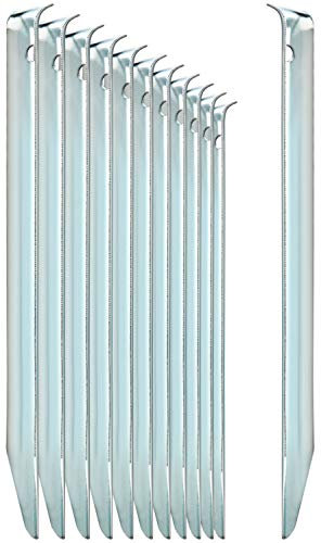 COM-FOUR® Piquetas 12x de Acero - piquetas de Suelo semicirculares y robustas para Acampar y al Aire Libre - Ideales para Suelo Normal - con un Orificio para un Extractor de piquetas