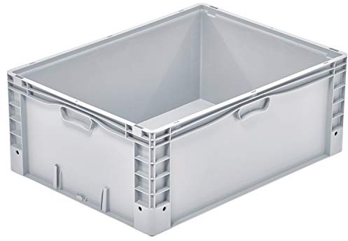aidB Eurobehälter 800x600x320 mm, Großbehälter, Euro-Norm, Große Kunststoffbehälter, Industrie- und Lagerbox, 1 St, Grau