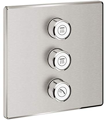 GROHE Grohtherm Smartcontrol Triple Volume Control Trim Set for Concealed Installation, with Three Valves Square Shape, Stainless Steel Look 29127DC0