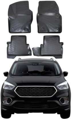Rizline 3D Fussmatten für Ford Kuga II 2012-2019 | Gummimatten aus TPE Gummi, Passgenau, Wasserdicht, Hoher Rand, Rutschfest, Leicht zu Reinigen