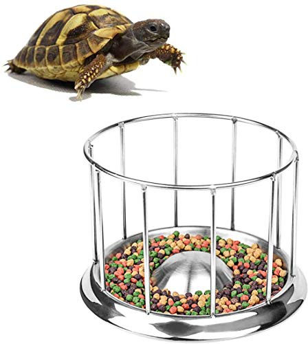 Mangiatoia per tartarughe, Ciotola Rettili，in acciaio inox, per tartarughe alimentiSmall (3.9 * 3.2 * 1.38in)