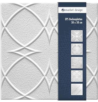 Deckenplatten aus Styropor EPS - Deckenpaneele leicht & robust im modernen Design - (2QM Sparpaket SATURN 50x50cm) Verkleidung Deckenplatten Decke