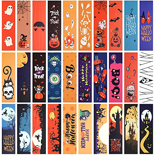 MWOOT 30 Stück Halloween Papier Lesezeichen Set,Festival Style Kreativität Seiten Buchmarkierungen,Seiten Clips Lesezeichen für Studenten Schule Büro Lesen