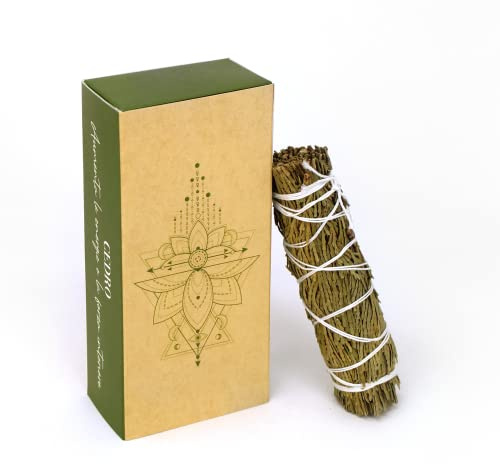 Lynpha Vitale - Smudge Zedernstein - Räucherstäbchen 100% Natural zum Brennen - Ideal für Reinigung, Rituale und Zeremonien - 12 x 3 cm