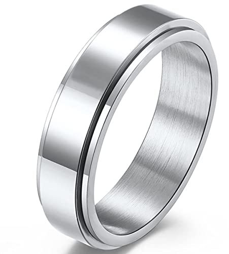 PAIHUIART Ring Ringe Damen Bijouterie Frauen Schmuck 6Mm Einfache Fingerspitzenringe Stressabbau Trend Paar Punk Eheringe Schmuck Geschenke 10