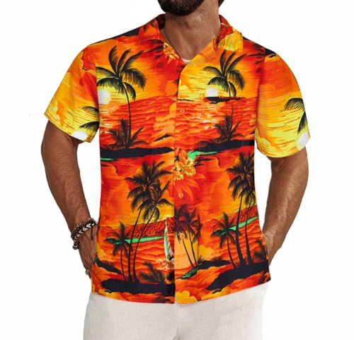 Camisas Hawaiana de Hombre para Verano - Camisas de Manga Corta con Estampado Floral Tropical para Disfraz Hawaiano, Despedida de Soltero o Fiesta de Playa