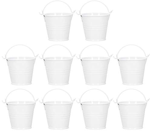Pssopp Sukkulententöpfe Kleine Metalleimer 10 StückE Blumentopf Mini Sukkulententopf für Sukkulenten Kakteen Blumen (Weiss)