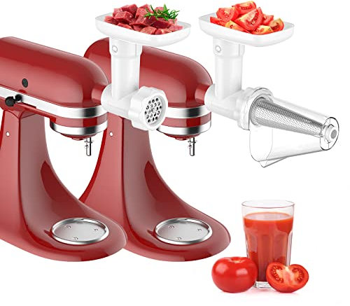 Obst & Gemüse Siebaufsatz Set für Kitchenaid Standmixer, Inklusive Mahlwerk Aufsatz mit Wurstfüllröhren und Entsafter Schnecke, Fleischwolf Aufsatz für Kitchenaid von InnoMoon