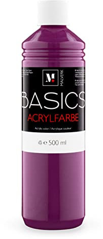 Malverk Basics® - je 500ml hochwertige Acrylfarbe | Malfarbe | Made in France | auch geeignet für Acryl Pouring | schnell trocknend | wasserfest und lichtecht | auf Wasserbasis | Purplish Fuchsia