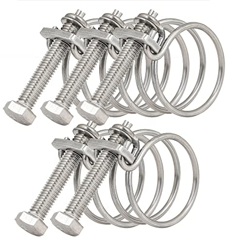 5 Stück 65–70 mm verstellbare Doppeldraht-Schlauchschellen Klemme Stahldraht Rohr Clip Schraube Sortiment Kit Verstellbarer Doppeldraht Rohrschelle Reifen Sanitärverschluss