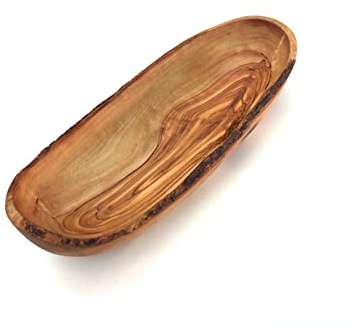 medina mood Schale länglich rustikal Länge wählbar Baguetteschale Obstschale handgemacht aus Olivenholz (33 bis 35 cm)