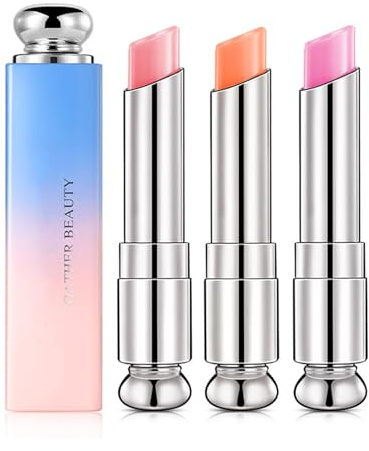 3Packs Colour Changing Lip Balm, Tinted Lip Balm Jelly Lipstick | Nutritious Lip Moisturizer Natural Lip Protection Lip Repair Gifts For Teenage Girl