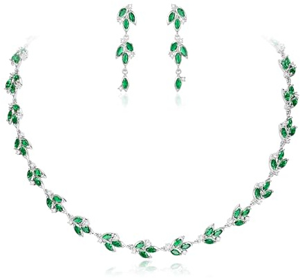 EVER FAITH Schmuck Set Marquise Cubic Zirkonia Februar Geburtsstein Blume Cluster Halskette Ohrringe für Damen Party
