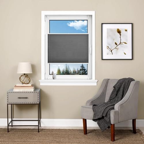 Plissee Ohne Bohren Verdunkelung 40 x 170 cm Verdunklungsplissee Lichtundurchlässig Jalousien Zum Klemmen inkl. Zubehör für Fenster & Tür, Dunkelgrau