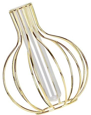 PRETYZOOM Electroplating Iron Vase Modern Glass Tube for Plants Home Ornament Creative Fashion Hydroponics Planting Vase Table Adornment