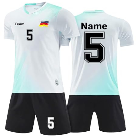 Individuelles Trikot Kinder Erwachsener Fußball Trikot Set mit Namen Nummer Team und Logo Football Jersey Fußballtrikots T-Shirt und Shorts Fussball Set für Junge Herren Anzug