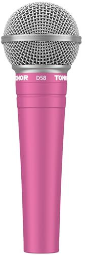 TONOR Microphone Vocal Dynamique cardioïde, Micro Filaire XLR avec Filtre Anti-Pop intégré et Grille en Maille sphérique, Micro Portable avec réduction du Bruit, Chant, Enregistrement, D58 Rose