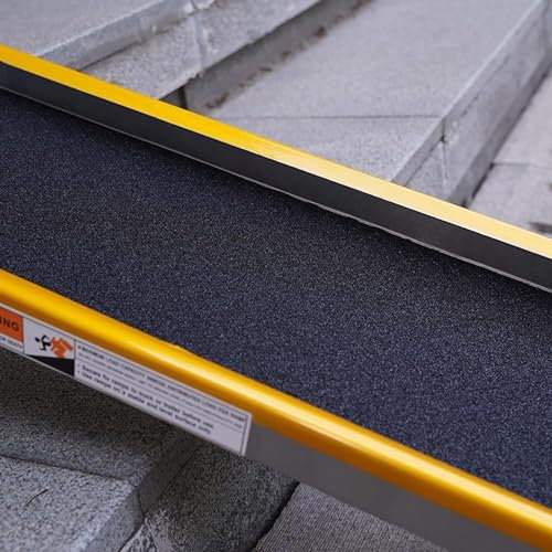 Rollstuhlrampe im 2er-Set, Schwellenrampe for Heimstufen, Treppen und Mobilitätsroller, tragbare, leichte Aluminium-Absperrrampe(Size:150cm/5 FT)