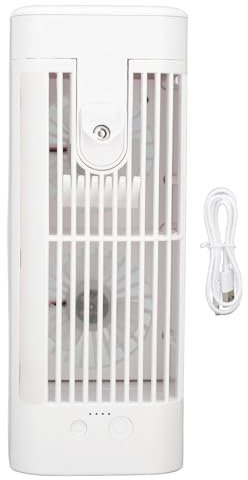 Tragbare Klimaanlage, USB-Stecker, 3 Geschwindigkeiten, Dual-Lüfter, Mini-Luftkühler mit Großem Wassertank, Leiser Schreibtischventilator für Büro und Schlafzimmer