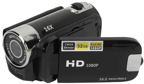 Yosoo Health Gear Video Camera Camcorder, 1080P 16MP DV Camera Digital Small Youtube Vlogging Video Camera 2.4 Inch Rotatable Screen 16X Zoom HD Camera Recorder with LED Fill Light (Black)