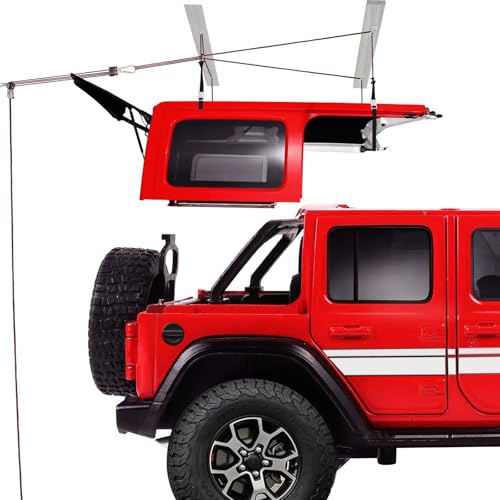 Hardtop Anti-Fall Removal Lift for Jeep Wrangler JL, JK, TJ, and Other Models with Hardtops | Idle Items, Kayak & Attic Hoist | Supports 8-16 ft Ceilings, Comes with 6 T-Knobs, Single-Person Operation