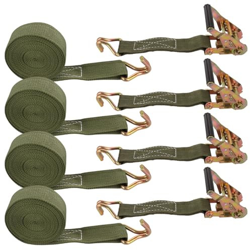 LDXDRU 4 Pack 38mm x 5M Ratchet Straps with Hooks, 800KG Heavy Duty Tie Down Straps with Cam Buckle, Car Tensioning Belt Lashing Straps for Motorcycle Cargo Trailer Luggage