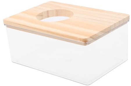 TOGEVAL Sandbadebox Hamster Aus Acryl Mit Holzabdeckung Transparente Duschbox Für Kleine Haustiere Sandbadewanne Für Hamster Und Mäuse Multifunktional Als Toilette Und Badezimmer
