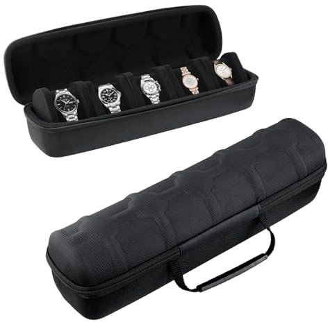 Amexo Custodia da viaggio per orologio a 5 slot, rotolo di orologio e organizer per uomini e donne