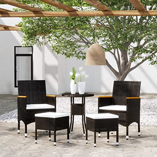 KATERYY 5-TLG. Garten-Lounge-Set Poly Rattan Schwarz,Hochwertiges LoungeSet aus PolyrattanGeflecht für Terrasse, Balkon und Poolbereich