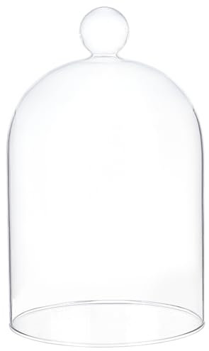BENECREAT 4.7x6.3inch Glass Display Cloche, Clear Dustproof Dome with Bell, Glass Bell Cloche for Plants, Fairy Lights or Table Wedding Decor