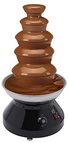 SABUIDDS Fuente de chocolate de acero inoxidable 5 niveles pequeña fuente de chocolate para queso, dulces y licor en fiestas, Navidad y víspera de Año Nuevo, 30-110 ℃, 3000ML, negro y plata