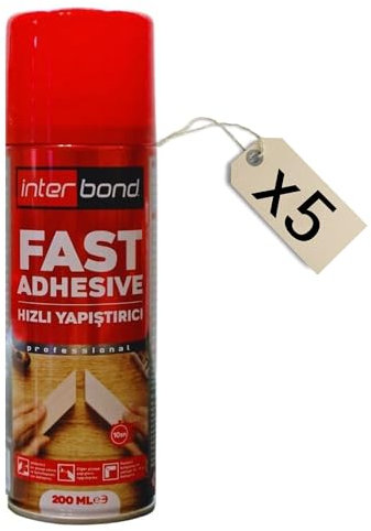 Interbond Attivatore Spray per Colla Cianoacrilica - 200mlx5 – Super Adesivo Istantaneo, Attivatore per Cianoacrilato Spray – Formula Turbo per un'Adesione Immediata e Risultati Duraturi+C25:R53