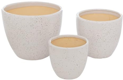 Atmosphera - Lot de 3 pots Vena céramique D29cm - Blanc