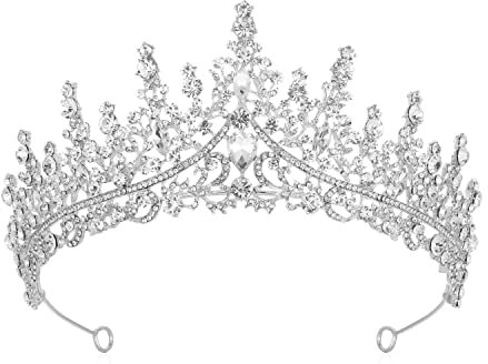 Blausky Kristallkrone,Süß Prinzessin Krone,Kristall Strass Tiara Damen,Hochzeit Tiara Krone,Braut Haarschmuck für Hochzeit Geburtstagsfeier Abschlussball Feiertagskostüm,Silber