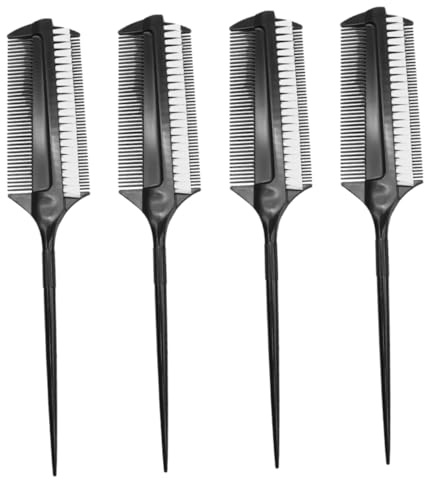 DRESSOOS 4piezas Cepillo Para Teñir El Cabello Peine De Doble Cara Aplicador De Tinte Cepillo Para Resaltar El Cabello Para Salones De y Doméstico