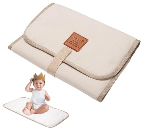 Changing Mat Portable - 1 Pcs Portable Changing Mat, Waterproof Foldable Baby Changer Pads, Machine Washable, Travel Baby Changer Pads for Moms and Dads (Ivory)