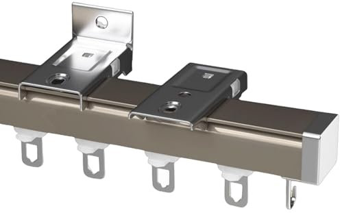 Vorhangschiene 1 Läufig Mit Komplettem Zubehör,Robust Aluminium Gardinenschiene Gardinenstange Für Schiebegardinen,Deckenschienen-Wandgardinenstangensystem,Wohnmobil-Raumteiler C-Side,250CM