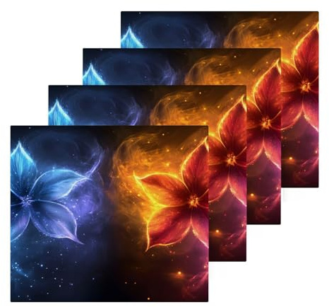 YMGQYJ Ice Flame Flowers Washcloths 4 Pack, Cotton Absorbent Quick Dry Wash Clothes Fingertip Towels for Bathroom Hotel Travel 12×12 in